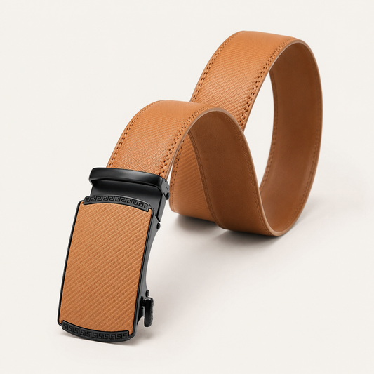 Auto buckle leather belt for men
