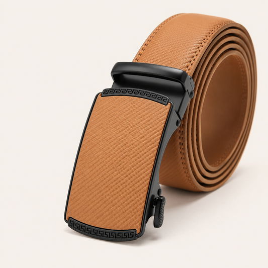 Auto buckle leather belt for men