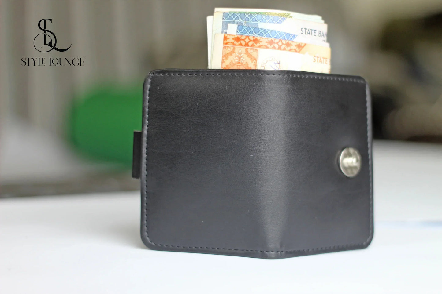 Pure Synthetic Wallet With Magnetic Button Lock