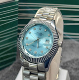 Luxury Men’s Watch Ice Blue Tiffany Style Dial