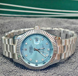 Luxury Men’s Watch Ice Blue Tiffany Style Dial
