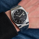 Premium 1853 Edition Slim Design - Integrated Stainless Steel Chain - Waffle Dial Luxury Timepiece.